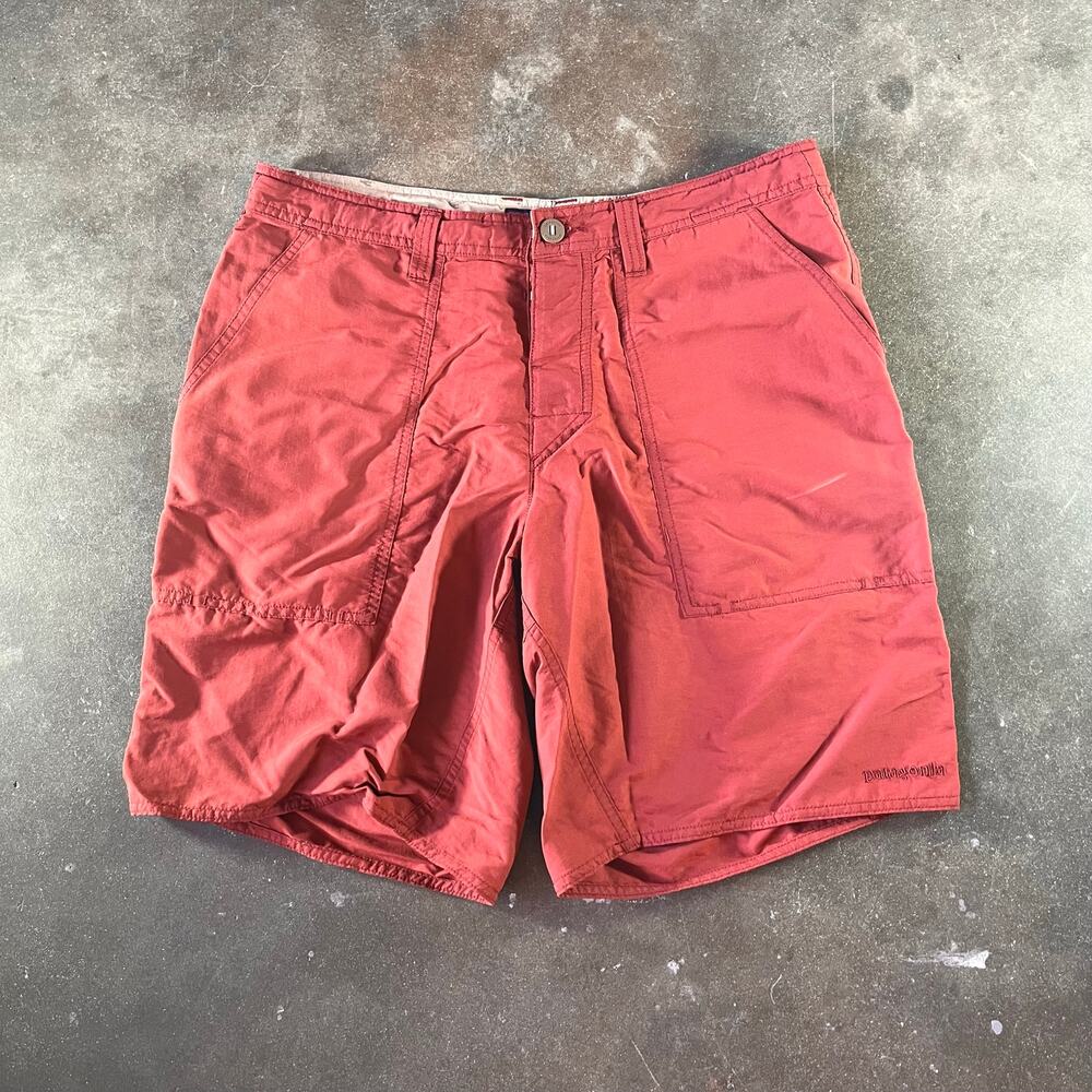 modern patagonia red advanced hiking shorts button fly/drawstring red mens 33